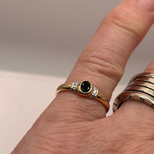 Bague Or Jaune 18K avec Saphir et Diamants