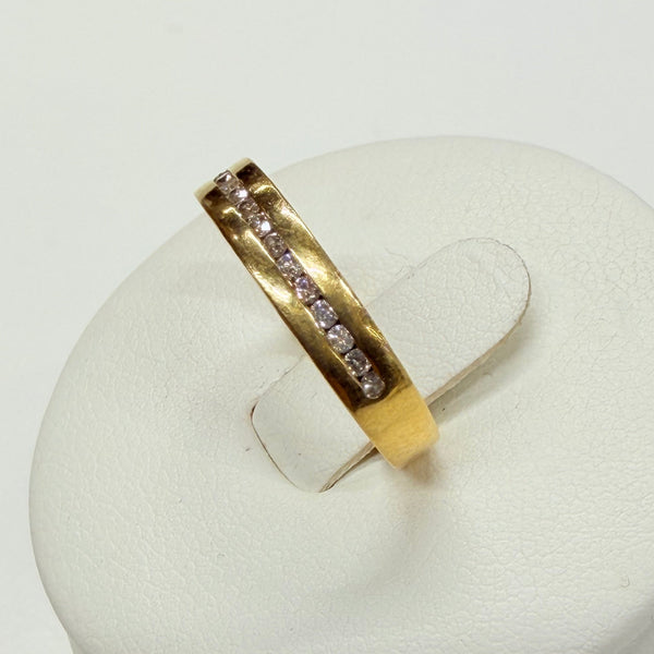Bague Demi Tour en Or Jaune et Diamants 18k -  2.63 G - Taille : 49
