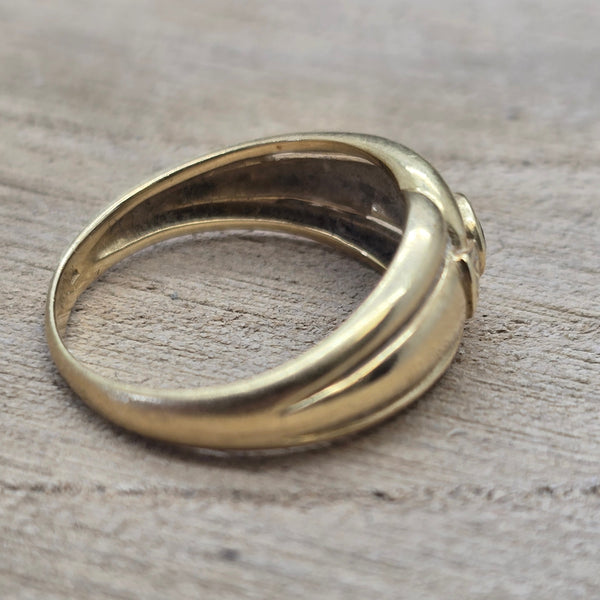 Bague Jonc Or Jaune 750/1000 avec Oxyde Zirconium Bleu Nuit - 3.26 Grs