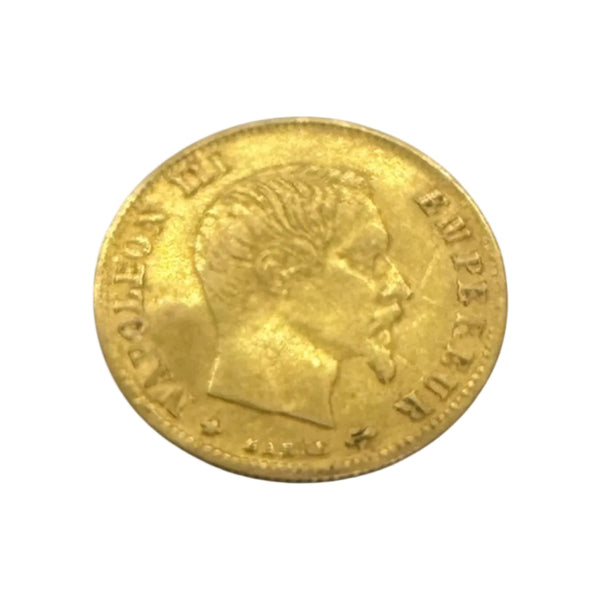 5 Francs en Or jaune 20K Napoléon III tête nue 1860 - 1.60G