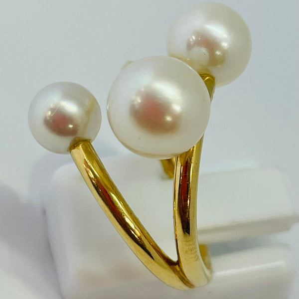 Bagues perles en or jaune 18 carats, taille 52