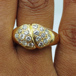 Bague Or Jaune 18 Carats Diamants Empierrée