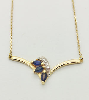 Collier Princesse Or Jaune 18 carats avec Saphir