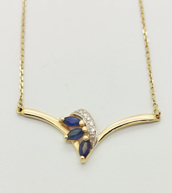 Collier Princesse Or Jaune 18 carats avec Saphir