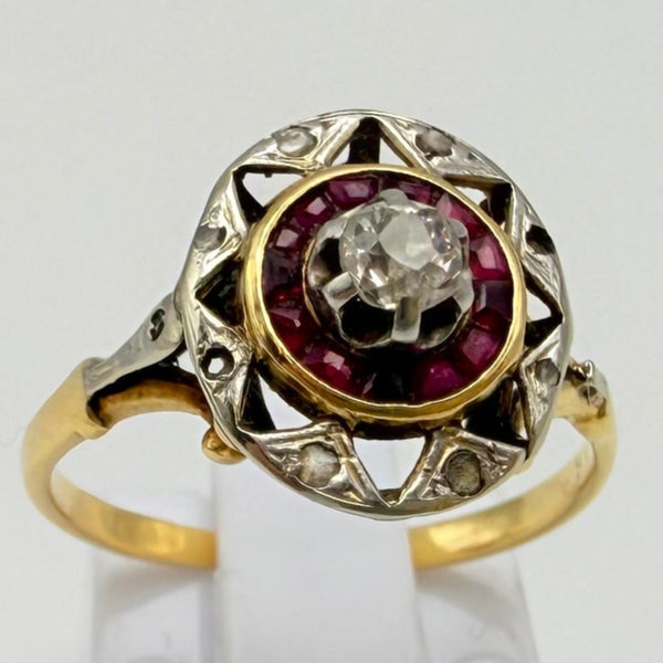 Bagues en Or Jaune avec Diamants et Rubis 18K - 2.36g
