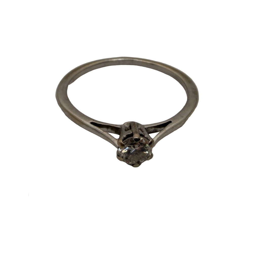 Bague Solitaire en Or Blanc 18K - Taille 48