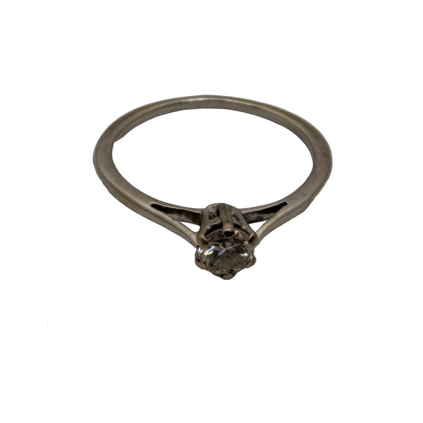 Bague Solitaire en Or Blanc 18K - Taille 48