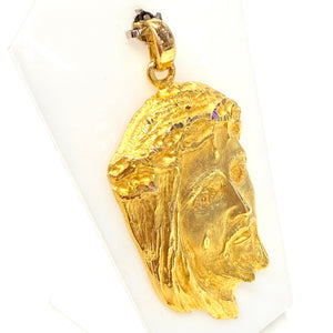 Pendentif visage de Jésus en or jaune 18 carats – 6 x 3 cm