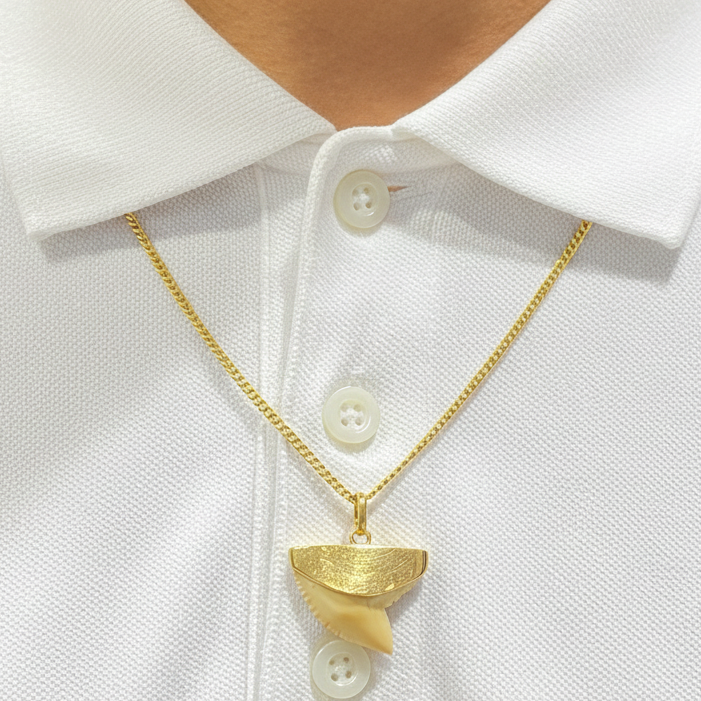 Pendentif Dent Requin Or Jaune 18k