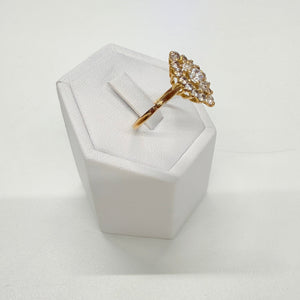 Bague Marquise Or Jaune 18k avec Zirconiums - Taille 59