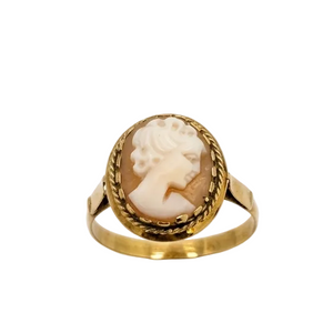 Bague Camée Or Jaune 15k - 2.28 G - Taille 55