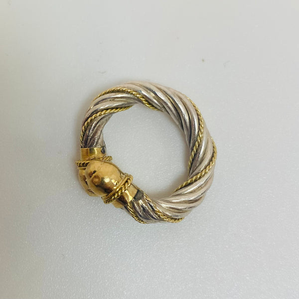 Bague en Or Jaune et Argent 18 K - T 48 -50