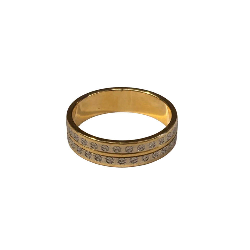 Bague Alliance en Or Jaune et Or Blanc 18K - Taille 54 - 4.46G