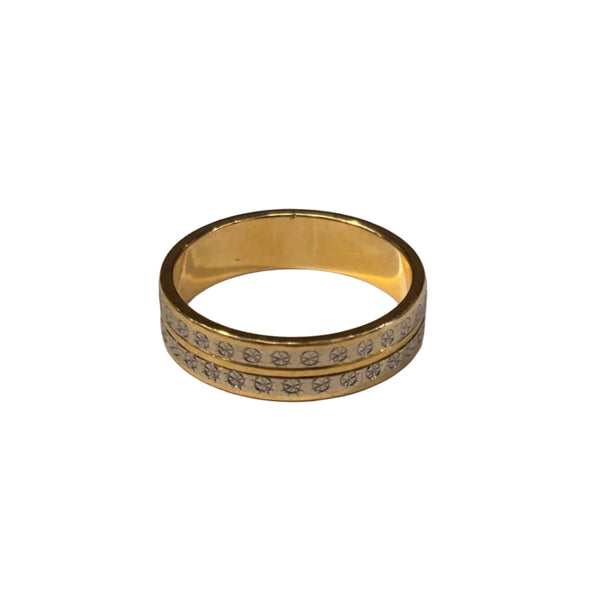 Bague Alliance en Or Jaune et Or Blanc 18K - Taille 54 - 4.46G