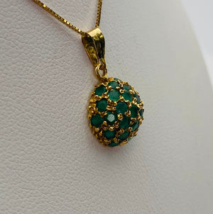 Pendentif Médaillon en Or Jaune avec Émeraude 18K - 1.69 Grs