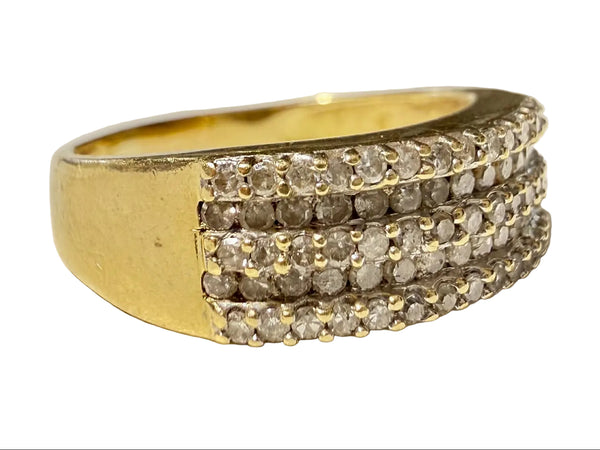 Bague Demi Tour en Or Jaune et Diamants 18K - 5.06G - Taille 59