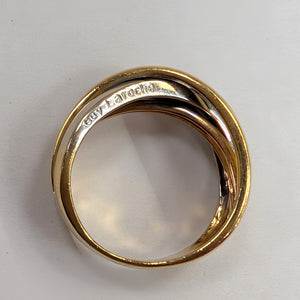 Bague Signée en Or Jaune, Rose et Blanc 18 Carats Taille-54