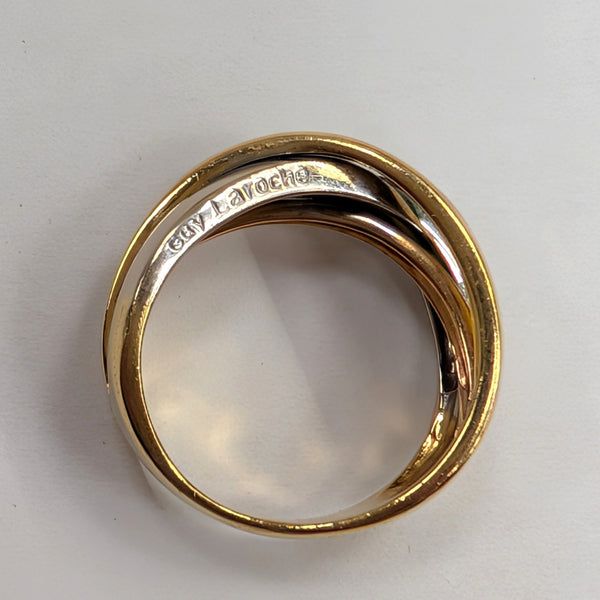 Bague Signée en Or Jaune, Rose et Blanc 18 Carats Taille-54