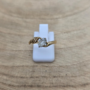 Bague Solitaire en Or Jaune 18 Carats avec Oxyde de Zirconium - T 53