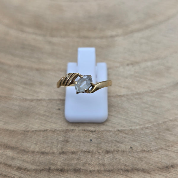 Bague Solitaire en Or Jaune 18 Carats avec Oxyde de Zirconium - T 53