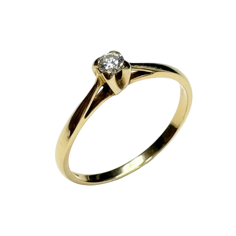Bague solitaire en or  jaune 18k -  1.5 G