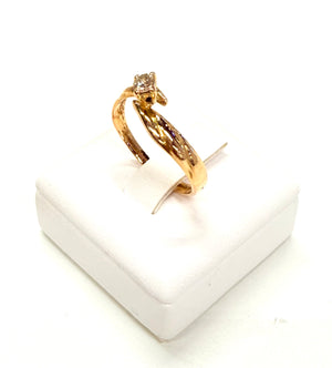 Solitaire en diamant en or jaune 18k Taille-54