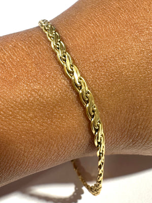 Bracelet Gourmette Tressé en Or Jaune 18k