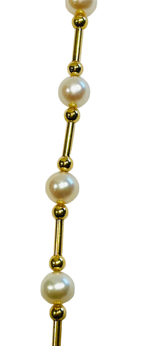 Bracelet Maillon Perles en Or Jaune 18K - 6.96 G