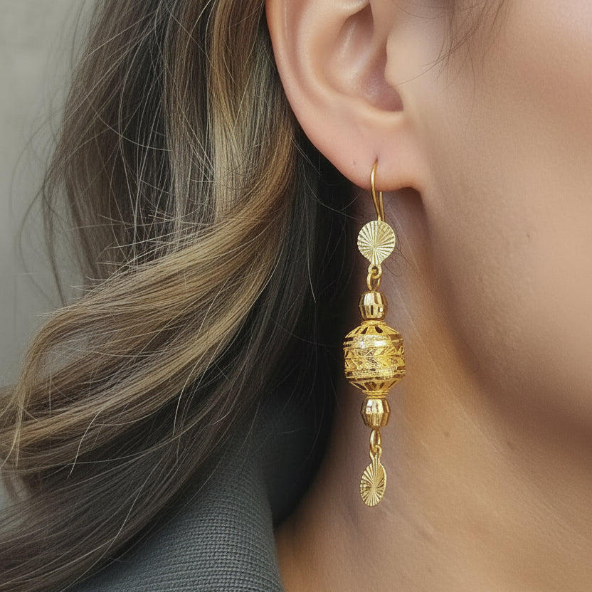 Boucles d'oreilles Pendantes en Or Jaune 22k