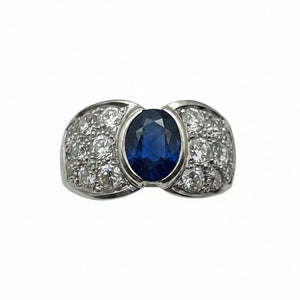 Bague en Or Blanc avec Saphir et Diamants 18k