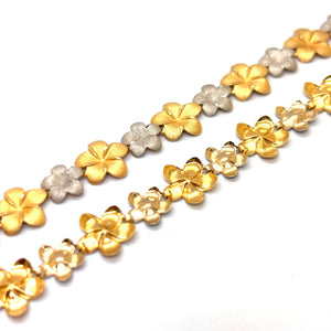 Collier Fleur de Tiaré en Or jaune et blanc 18K - 43Cm- 9.86g