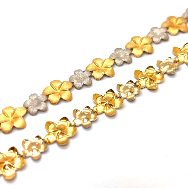 Collier Fleur de Tiaré en Or jaune et blanc 18K - 43Cm- 9.86g