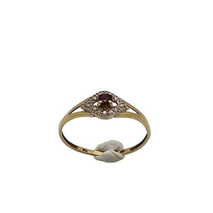 Bague Or Jaune Solitaire Rubis Diamants 18K - 1.23 G - T 58