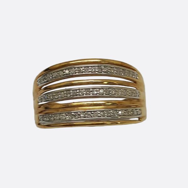 Bague en Or Jaune 18K avec 51 Diamants - Taille 54 - 3.25g