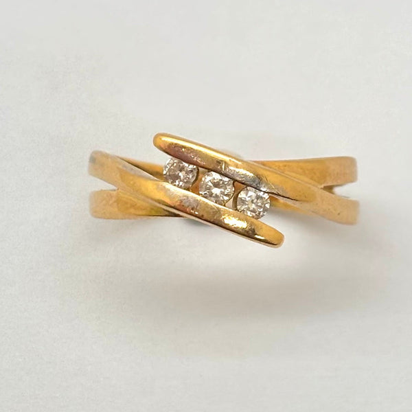 Bague en Or Jaune 18K Diamants - Taille 52- 2.89g