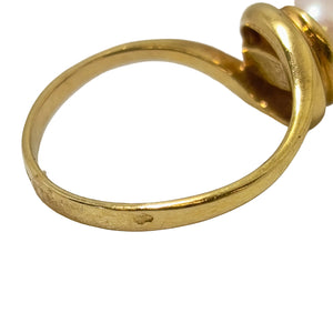 Bague Solitaire Or Jaune 18 Carats avec Perle Classique