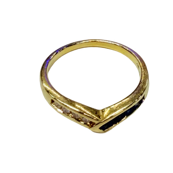 Bague en Or Jaune 18 K avec Diamants et Saphir