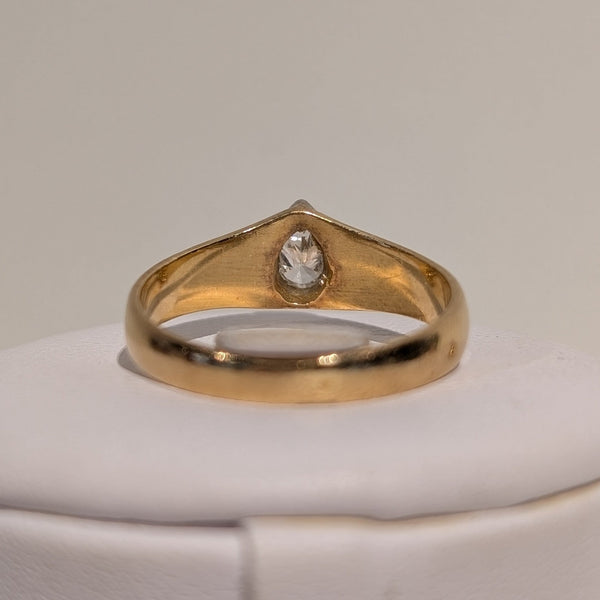 Bague Jonc en Or Jaune 18K- Diamant - Taille 54 - 2.96G