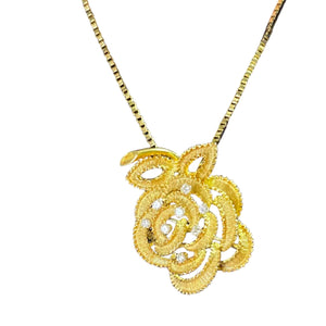 Pendentif broche en Or jaune 18K avec diamants 3mm