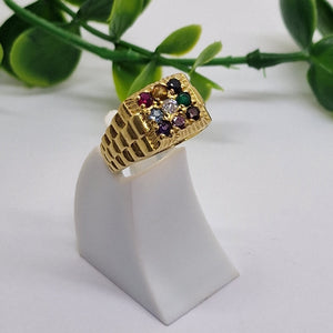 Bague Chevalière en OR Jaune 9 Planète 18 K avec Oxyde de Zirconium - T 61