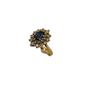 Bague Marguerite Or Jaune 18K - 5.88 G Diamants et Saphir