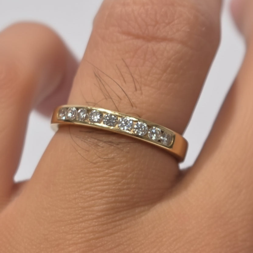 Bague Demi Tour Or Jaune 18K et Diamants