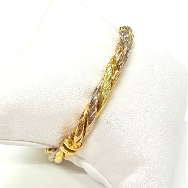 Bracelet Jonc Torsadé en Trois Ors Jaune/Blanc/Rosé - 14.06G
