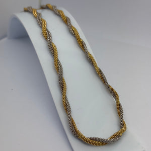 Collier Ras du Cou Tressé  en Or Jaune et Gris 18K - 42.5cm - 17.07g