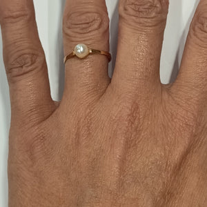Bague Solitaire Or Jaune 18K avec Perle