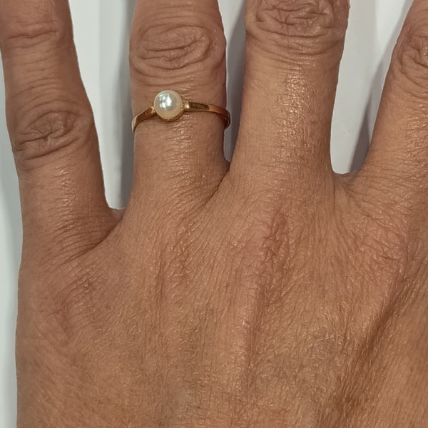 Bague Solitaire Or Jaune 18K avec Perle