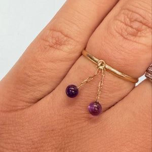 Bague en Or 18k avec 2 Améthystes