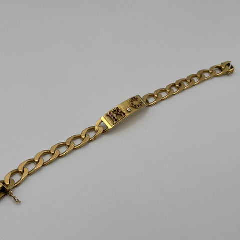 Bracelet Identité Or Jaune 18 Carats Diamants Rub