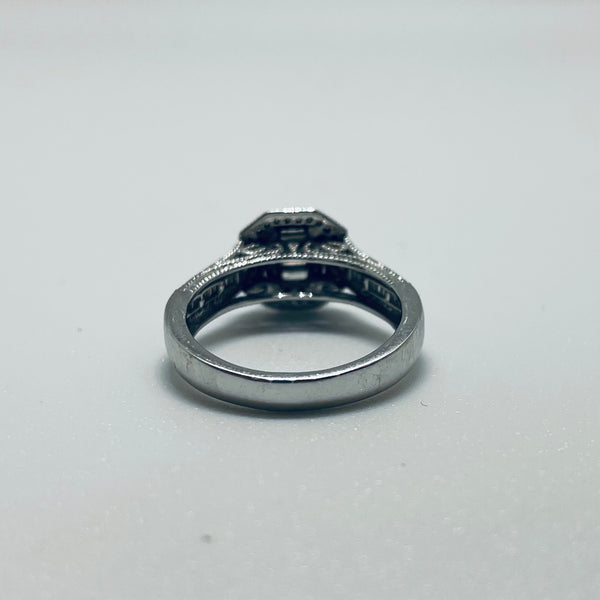 Bague Solitaire Or Gris 18K avec Diamants 4.95 Grs - Taille 55