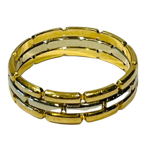 Bague Tank en Or Jaune et Or Gris 18K - T55 - 4.28gr